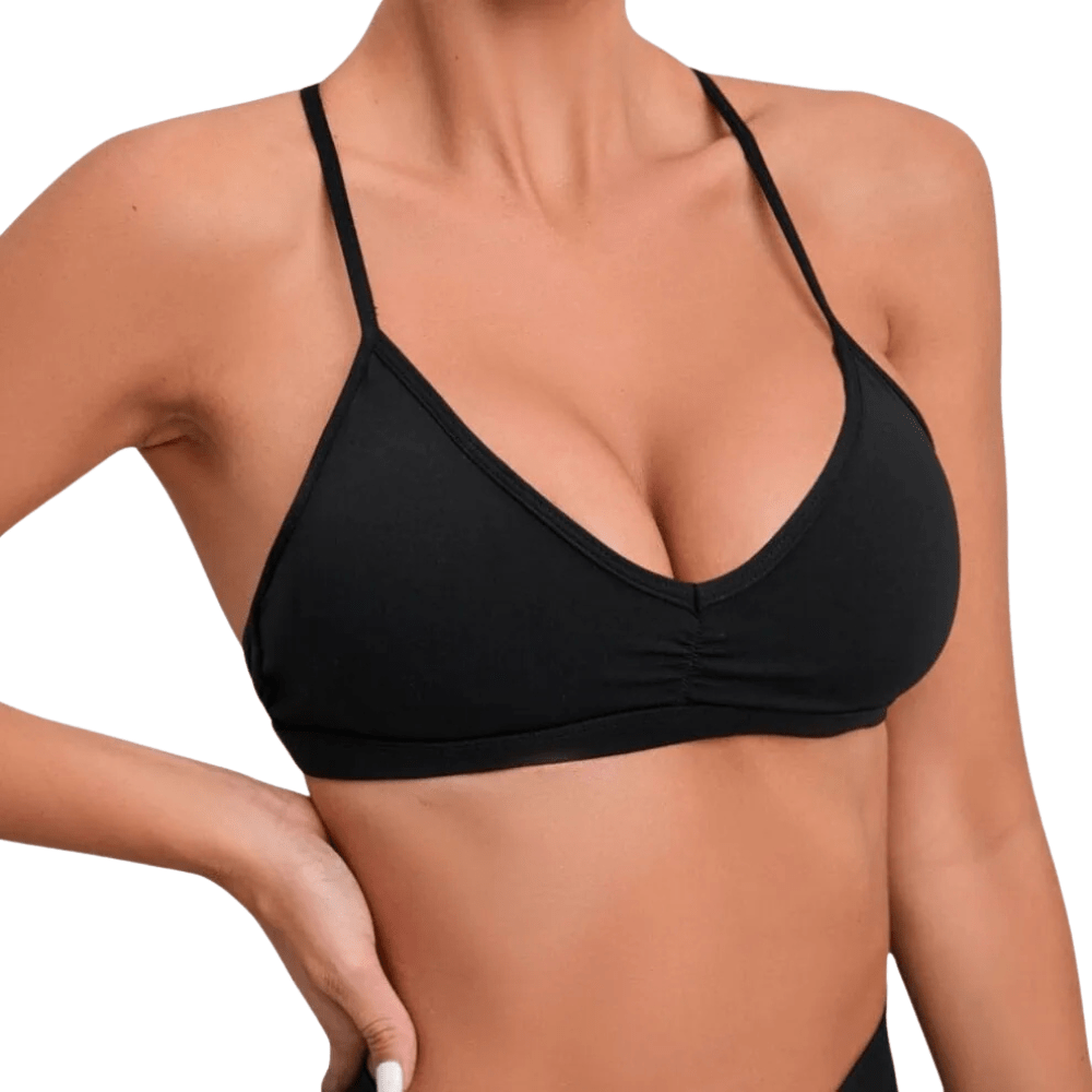 Chloe | Comfortable Black Padded Bralette with Strappy Back 10