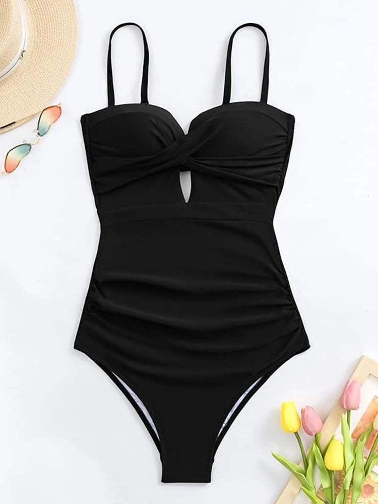 Mia | Elegant Black One Piece Swimsuit with Tummy Control 2