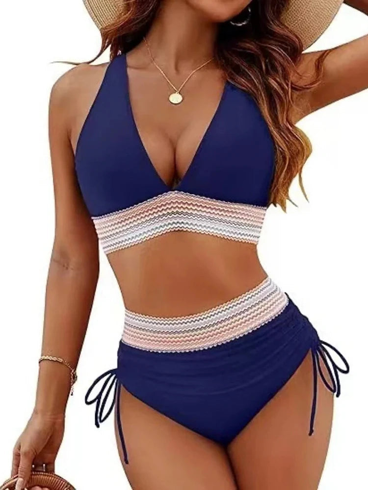Mia | Stylish High Waisted Color Block Bikini Set for Women 10