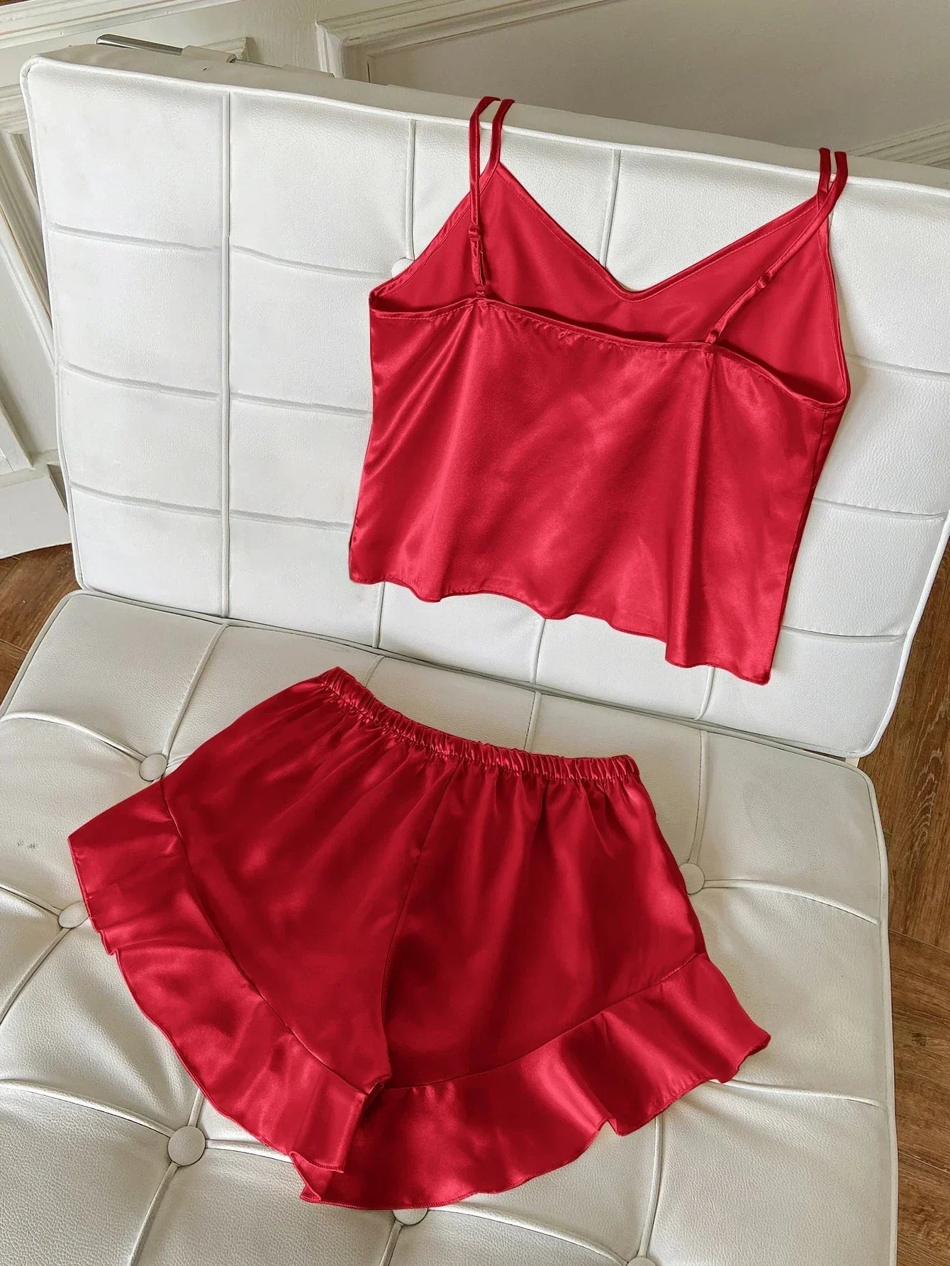 Sophia | Luxurious Satin Pyjama Set with Frills 1