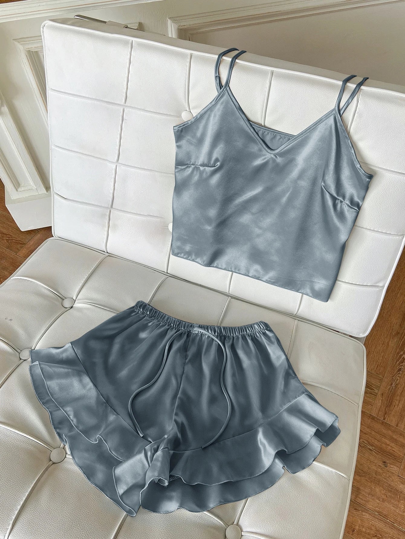 Sophia | Luxurious Satin Pyjama Set with Frills 7